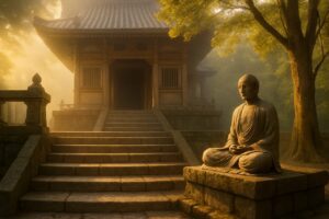 A quiet temple scene symbolizing contemplative presence